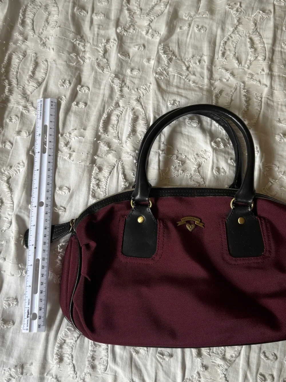 Victoria's Secret Burgundy Satchel with Black Handles